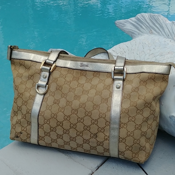 Gucci Handbags - Gucci Abbey Metallic Monogram Tote bag 141470